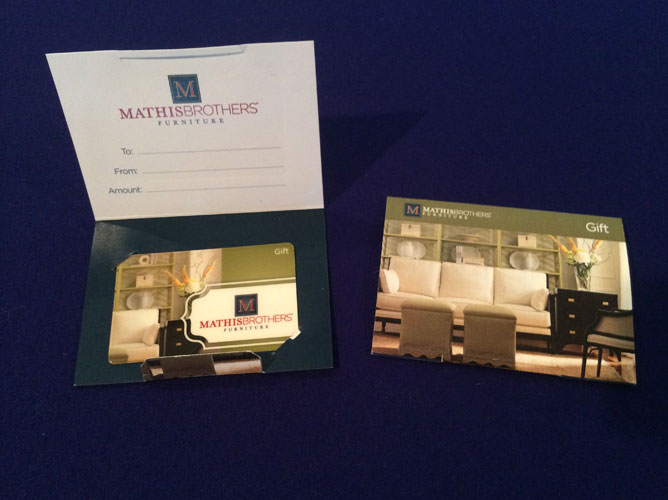 Mathis Brothers Gift Card Sleeve